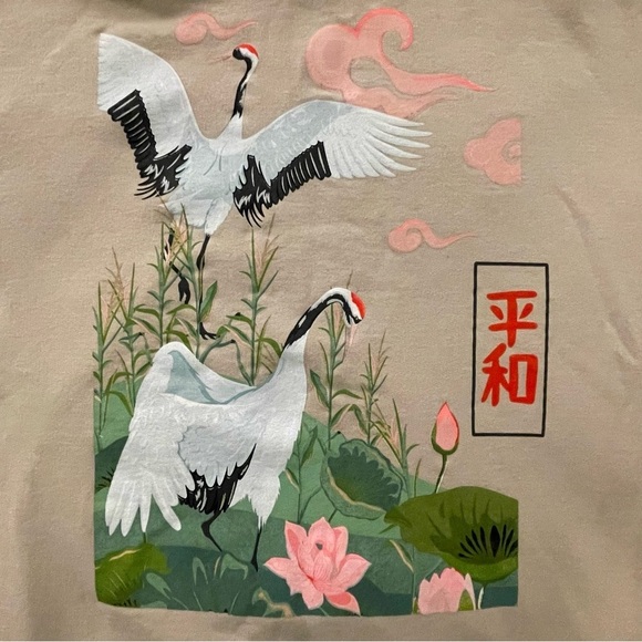 Artist Union Unisex Hoodie With Japanese Cranes NWOT - Picture 4 of 16